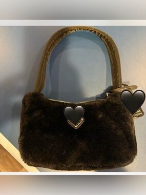 Faux Fur Black Shoulder Bag - Women